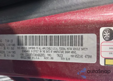 2019 Ram 1500 Limited 4X4 5'7 Box from USA, damaged, VIN 1C6SRFHT0KN862051